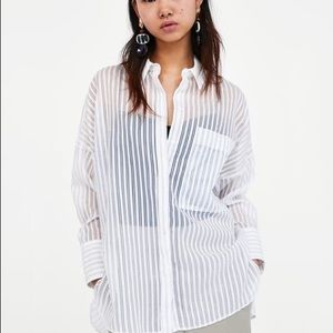 Zara stripped see through dress shirt